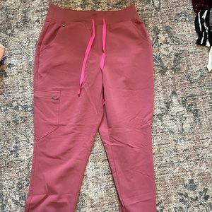 Figs High Waisted Zamora Joggers in Pink Small Petite